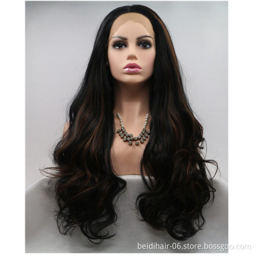 Highlight Colored Synthetic Hair Closure Wig Vendors Transparent Lace Wigs